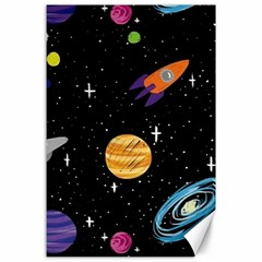 Space Cartoon, Planets, Rockets Canvas 24  X 36  by nateshop