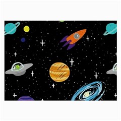 Space Cartoon, Planets, Rockets Large Glasses Cloth by nateshop