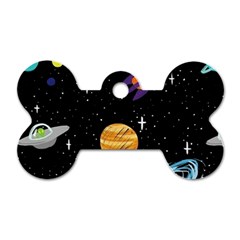 Space Cartoon, Planets, Rockets Dog Tag Bone (two Sides) by nateshop