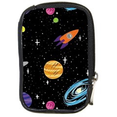 Space Cartoon, Planets, Rockets Compact Camera Leather Case by nateshop