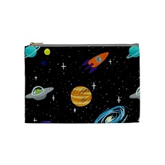 Space Cartoon, Planets, Rockets Cosmetic Bag (medium) by nateshop