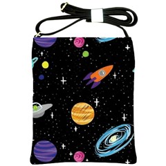 Space Cartoon, Planets, Rockets Shoulder Sling Bag by nateshop