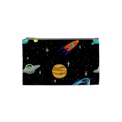 Space Cartoon, Planets, Rockets Cosmetic Bag (small) by nateshop