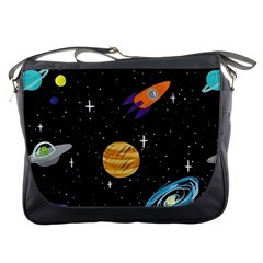 Space Cartoon, Planets, Rockets Messenger Bag by nateshop