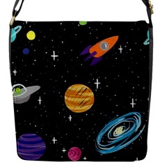 Space Cartoon, Planets, Rockets Flap Closure Messenger Bag (s) by nateshop