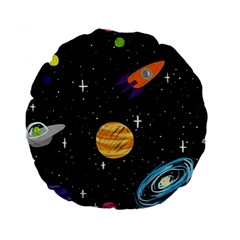 Space Cartoon, Planets, Rockets Standard 15  Premium Round Cushions by nateshop