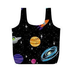 Space Cartoon, Planets, Rockets Full Print Recycle Bag (m) by nateshop