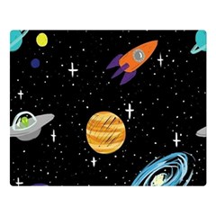 Space Cartoon, Planets, Rockets Two Sides Premium Plush Fleece Blanket (large) by nateshop