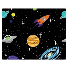 Space Cartoon, Planets, Rockets Two Sides Premium Plush Fleece Blanket (medium) by nateshop