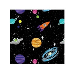 Space Cartoon, Planets, Rockets Square Satin Scarf (30  X 30 ) by nateshop