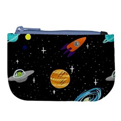 Space Cartoon, Planets, Rockets Large Coin Purse by nateshop