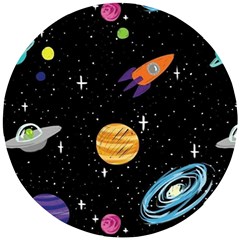 Space Cartoon, Planets, Rockets Wooden Puzzle Round by nateshop