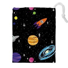 Space Cartoon, Planets, Rockets Drawstring Pouch (4xl) by nateshop