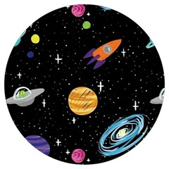 Space Cartoon, Planets, Rockets Round Trivet by nateshop