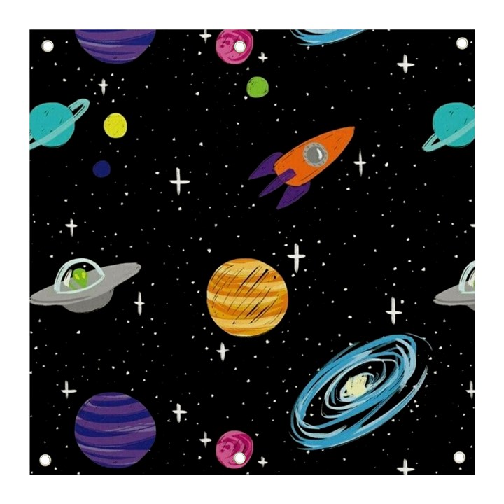 Space Cartoon, Planets, Rockets Banner and Sign 3  x 3 