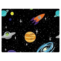 Space Cartoon, Planets, Rockets Two Sides Premium Plush Fleece Blanket (extra Small) by nateshop