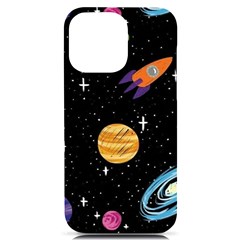 Space Cartoon, Planets, Rockets Iphone 14 Pro Max Black Uv Print Case by nateshop