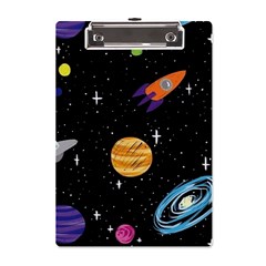 Space Cartoon, Planets, Rockets A5 Acrylic Clipboard by nateshop