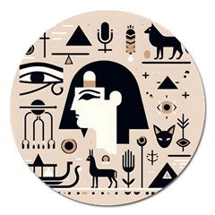 Egypt Pyramid Nature Desert Magnet 5  (round) by Proyonanggan