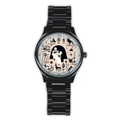 Egypt Pyramid Nature Desert Stainless Steel Round Watch by Proyonanggan