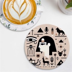 Egypt Pyramid Nature Desert Uv Print Round Tile Coaster by Proyonanggan