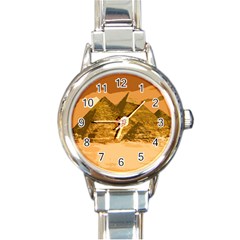 Pyramids Egypt Pyramid Desert Sand Round Italian Charm Watch by Proyonanggan