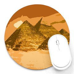 Pyramids Egypt Pyramid Desert Sand Round Mousepad by Proyonanggan