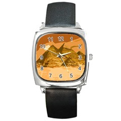 Pyramids Egypt Pyramid Desert Sand Square Metal Watch by Proyonanggan