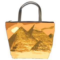 Pyramids Egypt Pyramid Desert Sand Bucket Bag by Proyonanggan