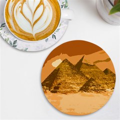 Pyramids Egypt Pyramid Desert Sand Uv Print Round Tile Coaster by Proyonanggan