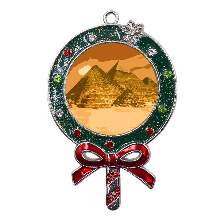 Pyramids Egypt Pyramid Desert Sand Metal X Mas Lollipop with Crystal Ornament