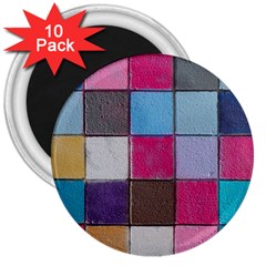 Tile, Colorful, Squares, Texture 3  Magnets (10 Pack)  by nateshop