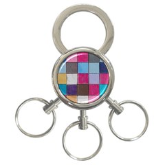 Tile, Colorful, Squares, Texture 3-ring Key Chain by nateshop