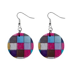 Tile, Colorful, Squares, Texture Mini Button Earrings by nateshop