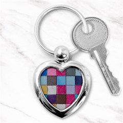 Tile, Colorful, Squares, Texture Key Chain (heart) by nateshop