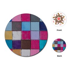 Tile, Colorful, Squares, Texture Playing Cards Single Design (round) by nateshop