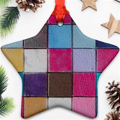 Tile, Colorful, Squares, Texture Star Ornament (two Sides) by nateshop