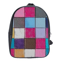 Tile, Colorful, Squares, Texture School Bag (large) by nateshop