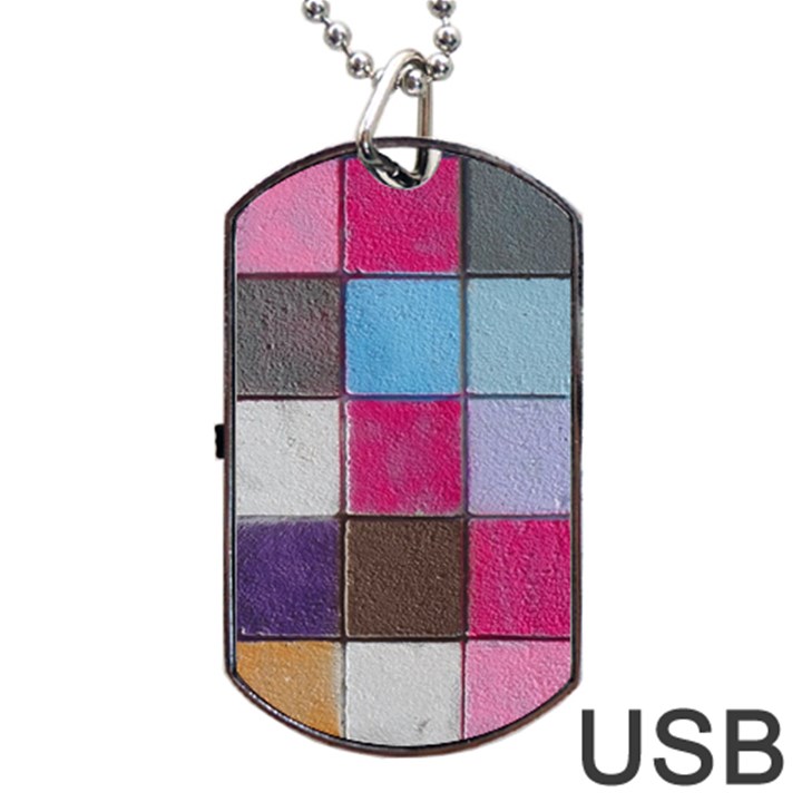 Tile, Colorful, Squares, Texture Dog Tag USB Flash (One Side)