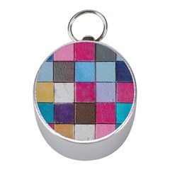 Tile, Colorful, Squares, Texture Mini Silver Compasses by nateshop