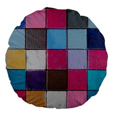 Tile, Colorful, Squares, Texture Large 18  Premium Flano Round Cushions by nateshop