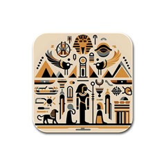 Egypt Pyramids Nature Desert Rubber Square Coaster (4 Pack) by Proyonanggan