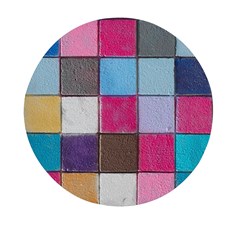 Tile, Colorful, Squares, Texture Mini Round Pill Box by nateshop