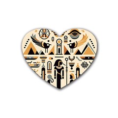 Egypt Pyramids Nature Desert Rubber Coaster (heart) by Proyonanggan