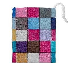 Tile, Colorful, Squares, Texture Drawstring Pouch (5xl) by nateshop