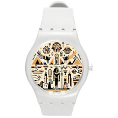 Egypt Pyramids Nature Desert Round Plastic Sport Watch (m) by Proyonanggan