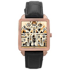 Egypt Pyramids Nature Desert Rose Gold Leather Watch  by Proyonanggan