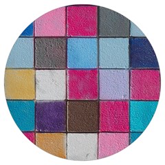 Tile, Colorful, Squares, Texture Round Trivet by nateshop