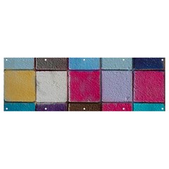 Tile, Colorful, Squares, Texture Banner And Sign 12  X 4  by nateshop