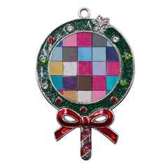 Tile, Colorful, Squares, Texture Metal X mas Lollipop With Crystal Ornament by nateshop